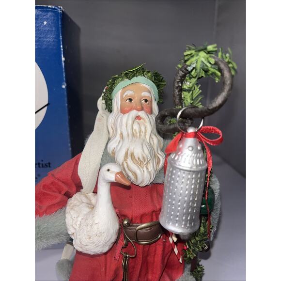 1994 Clothtique Possible Dreams Forest Santa Holding Swan, Goose & Lantern 15026 - Picture 2 of 9